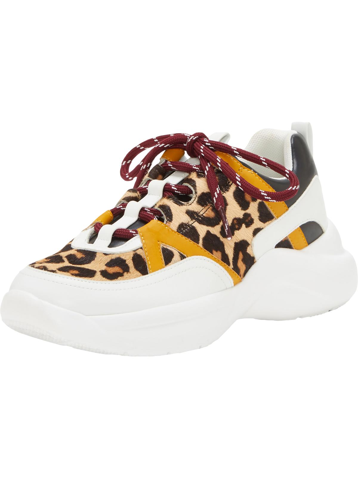 INC Women's Gemella Leather Animal Print Dad Sneakers White Size 9 M