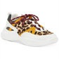 INC Women's Gemella Leather Animal Print Dad Sneakers White Size 9 M