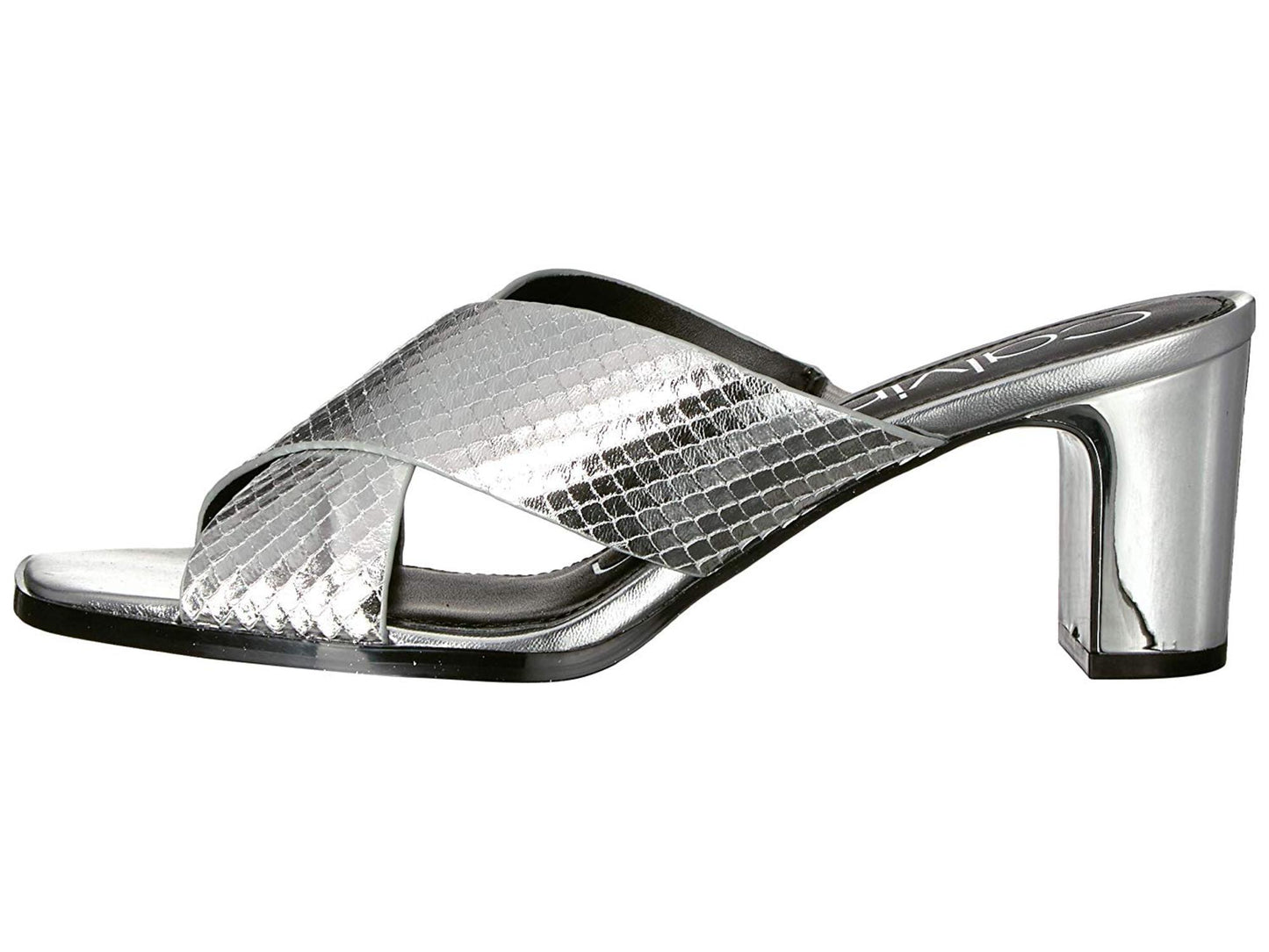 Calvin Klein Women's Dylan Heeled Sandal Silver Size 5.5 M