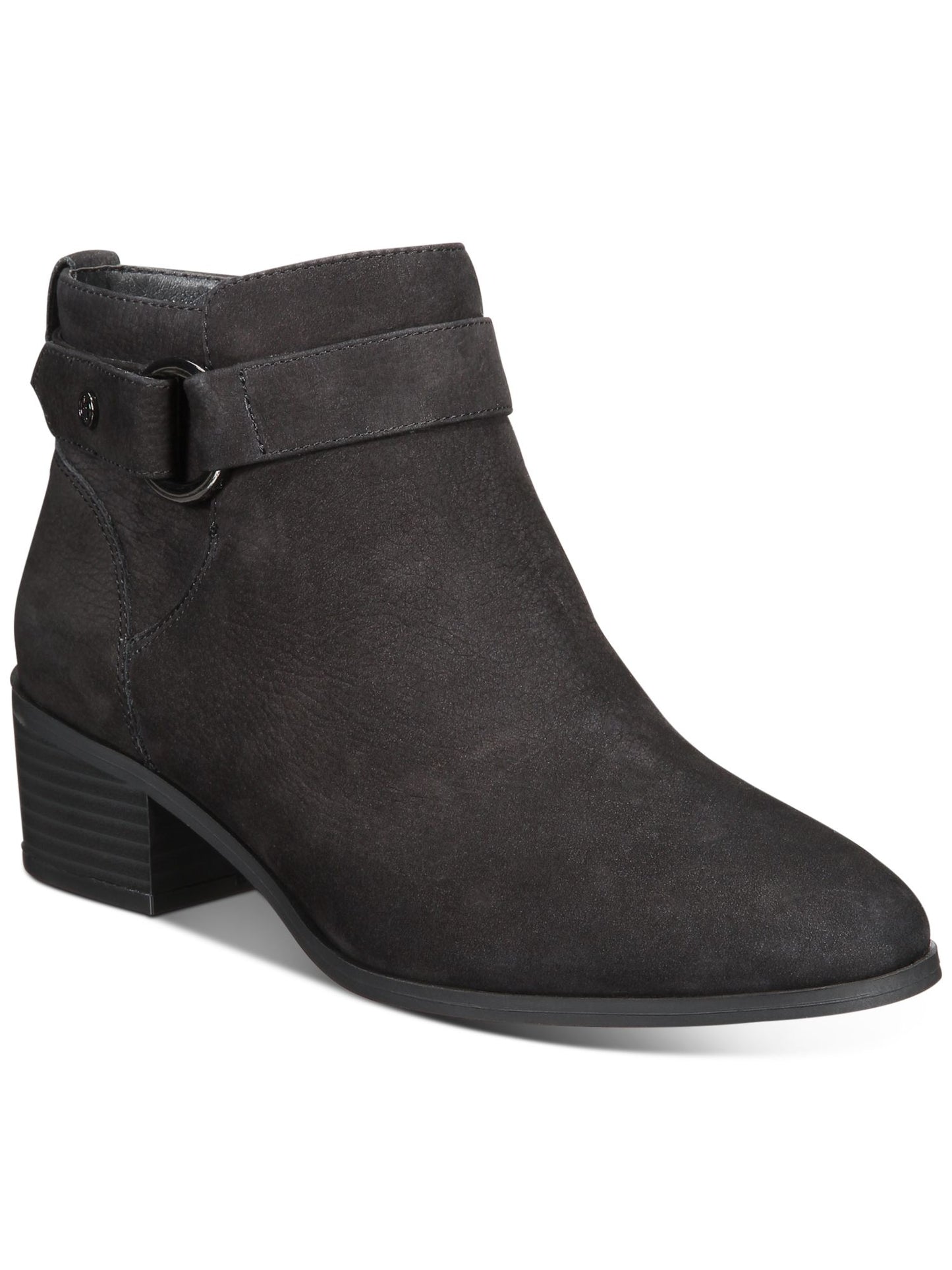 Giani Bernini Women's Leather Putneyy Memory Foam Block Heel Boot Black Size 6M