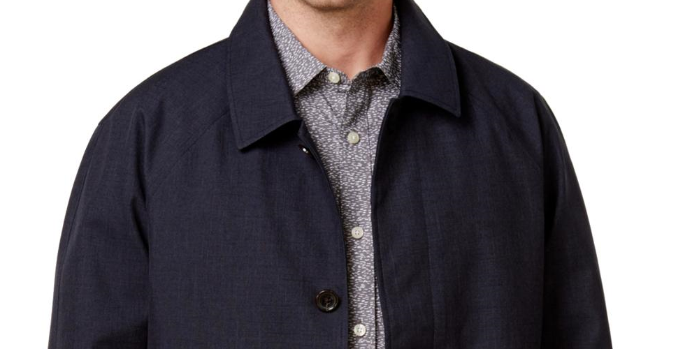 Michael Kors Men's Collin Fall Slim Fit Raincoat Blue Size 44