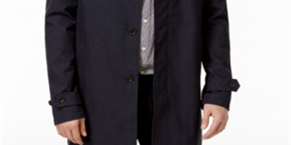 Michael Kors Men's Collin Fall Slim Fit Raincoat Blue Size 44