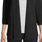 Anne Klein Women's 3/4 Sleeve Open Cardigan Party Top Black Size Small