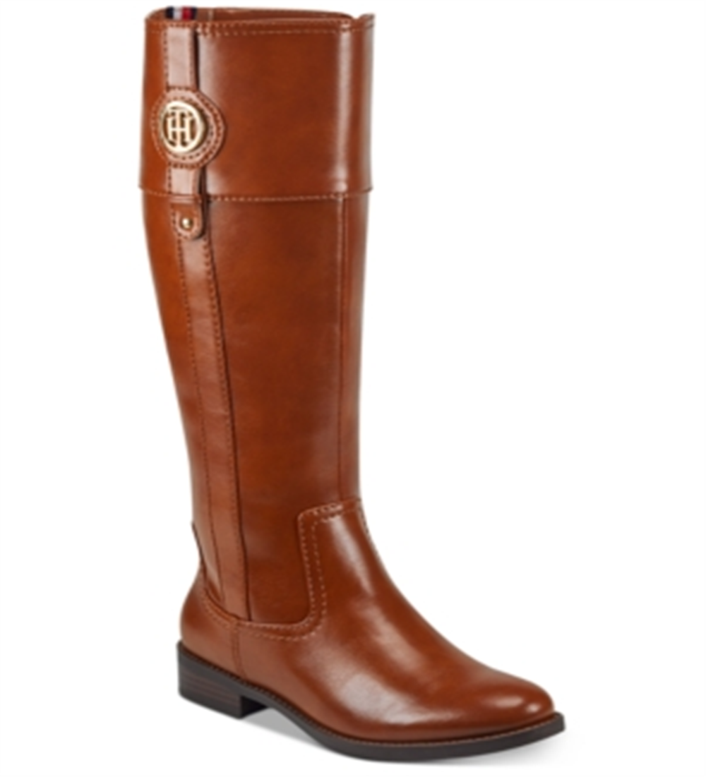 Tommy Hilfiger Women's Imina Faux Leather Knee High Riding Boots Brown Size 5 M