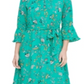 Calvin Klein Women's  Printed Tiered Maxi Peasant Dress Green Size Small