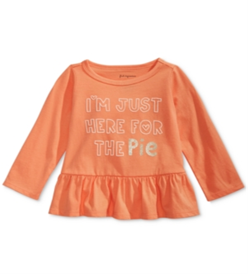 First Impressions Baby Girls Cotton Pie Peplum-Hem T-Shirt  Orange Size 6-9MOS