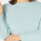 Karen Scott Women's Ribbed Printed Long Sleeve Crew Neck Blouse Top  Blue Size  Petite S