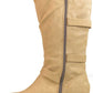 White Mountain Women's  Santell Tall Buckle Boot Chestnut Waxy Fabric Brown Size  9.5 M