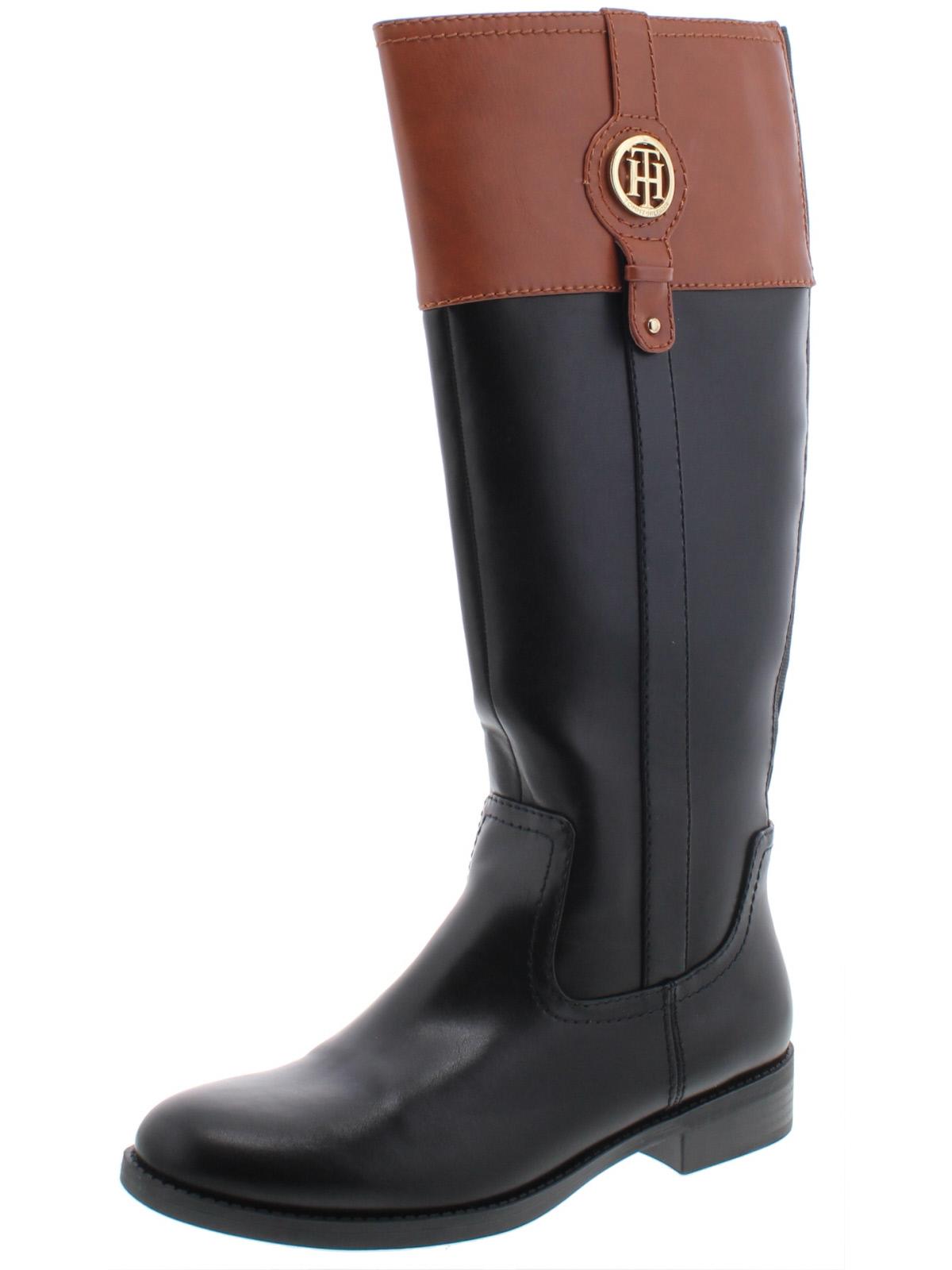 Tommy Hilfiger Women's Imina 3 Faux Leather Knee-High Riding Boots Black Size 5 M