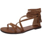 XOXO Women's Cancun Braided Flat Sandals Tan 8M