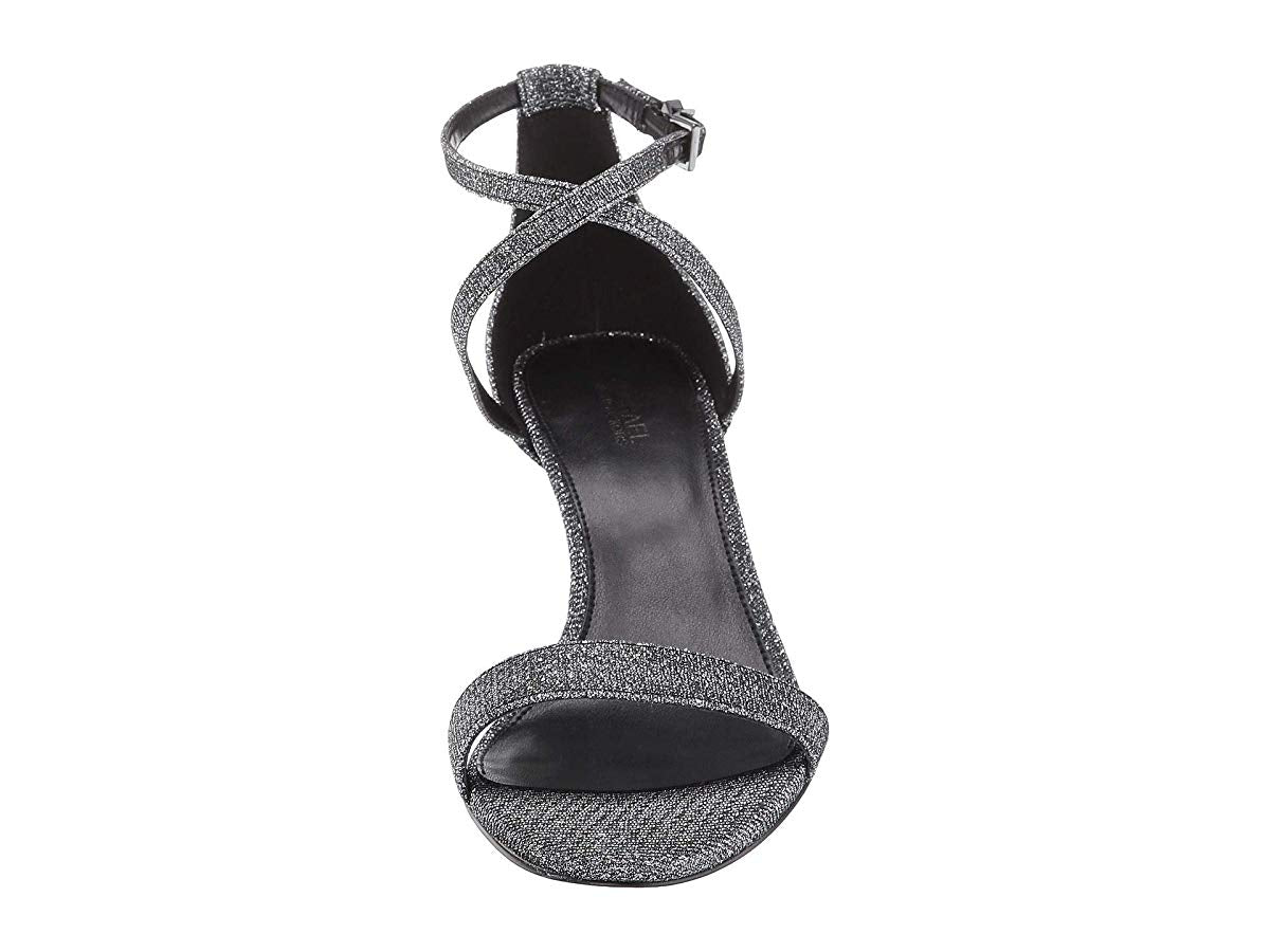 Michael Kors Women's Ava Mid Sandal Black/Silver Size 8