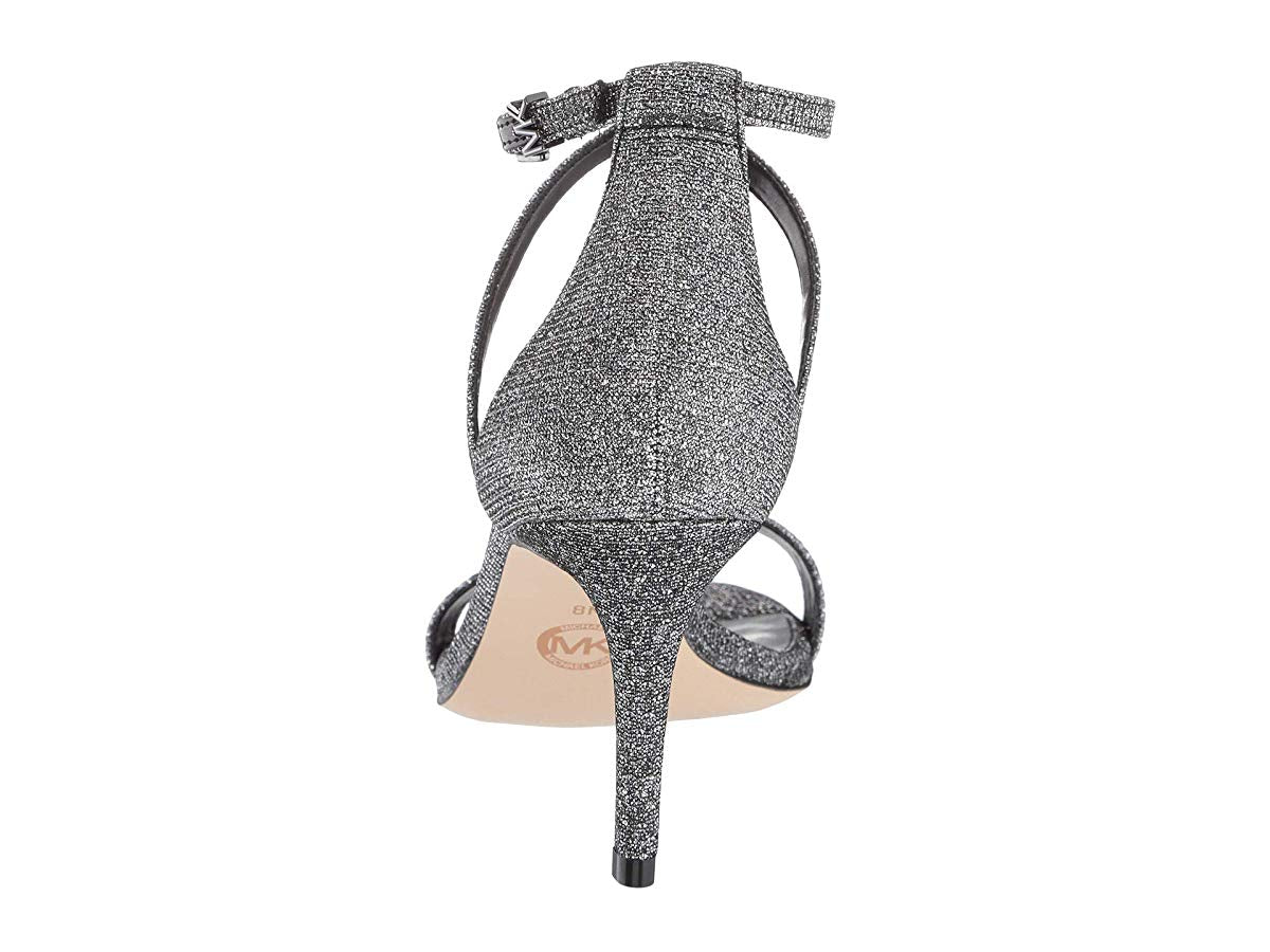 Michael Kors Women's Ava Mid Sandal Black/Silver Size 8