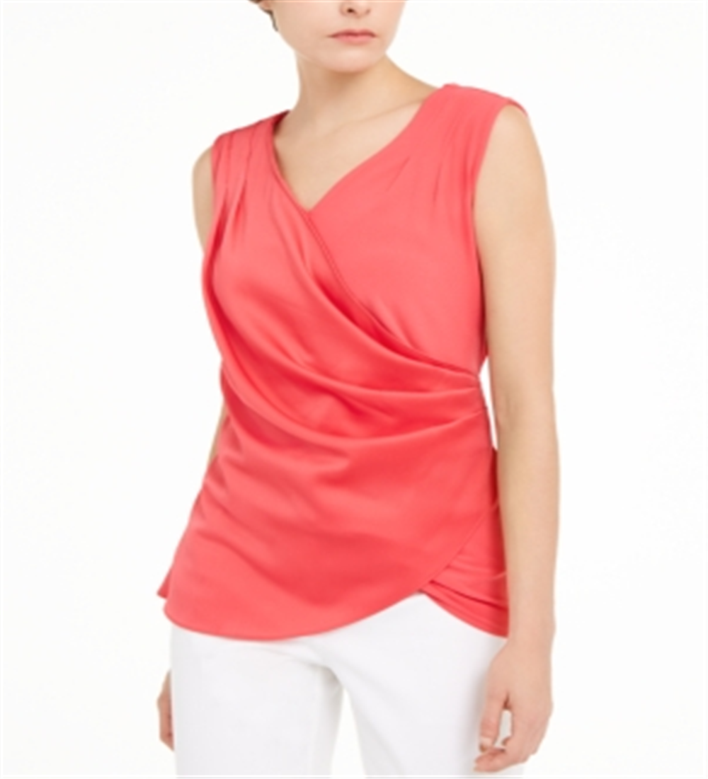 Alfani Women's Satin Sleeveless Tank Top Red Size XL
