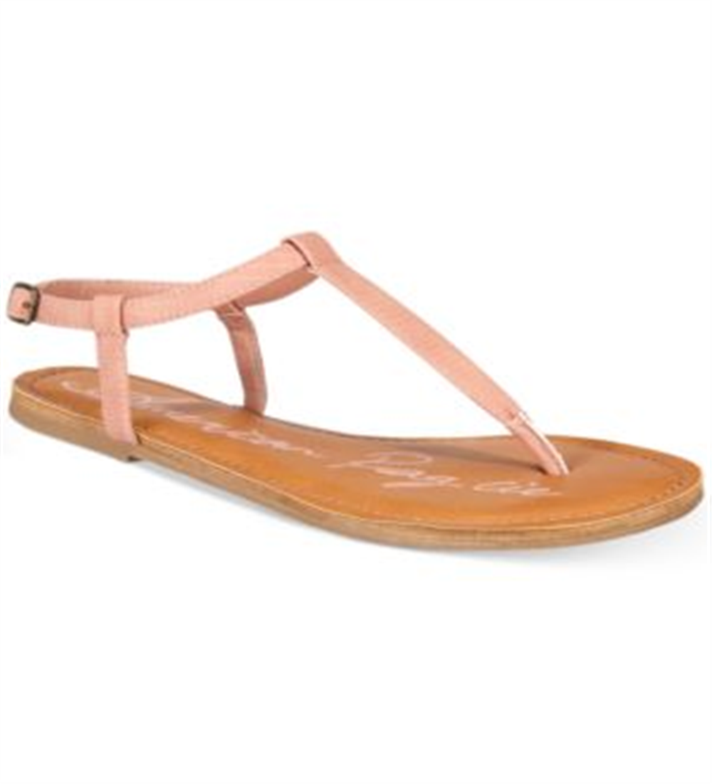 American Rag Women's Akrista Round Toe Casual T Strap Sandals Brown Size 8 M