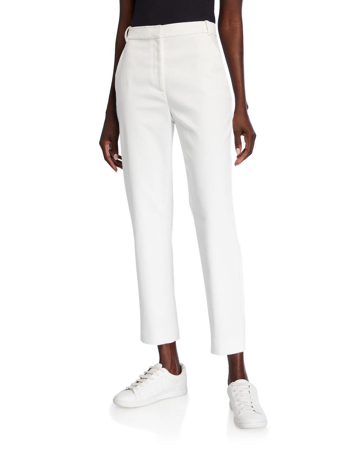 St. John Cropped Tapered Cotton-Stretch Pants White Size 8