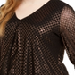Alfani Women's Metallic Print Bell Sleeve Top Black Size 1X