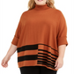 Alfani Women's Plus Colorblock Turtleneck Poncho Sweater Brown Size 3X