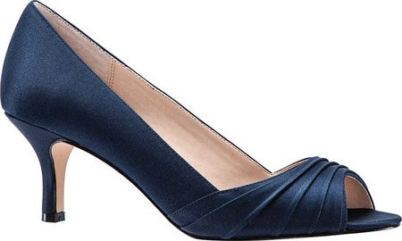 Nina Women's Chezare Metallic Peep Toe Evening Pumps Navy Size 6.5 M