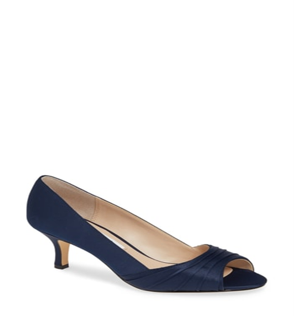 Nina Women's Chezare Metallic Peep Toe Evening Pumps Navy Size 6.5 M