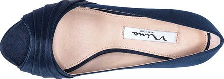 Nina Women's Chezare Metallic Peep Toe Evening Pumps Navy Size 6.5 M