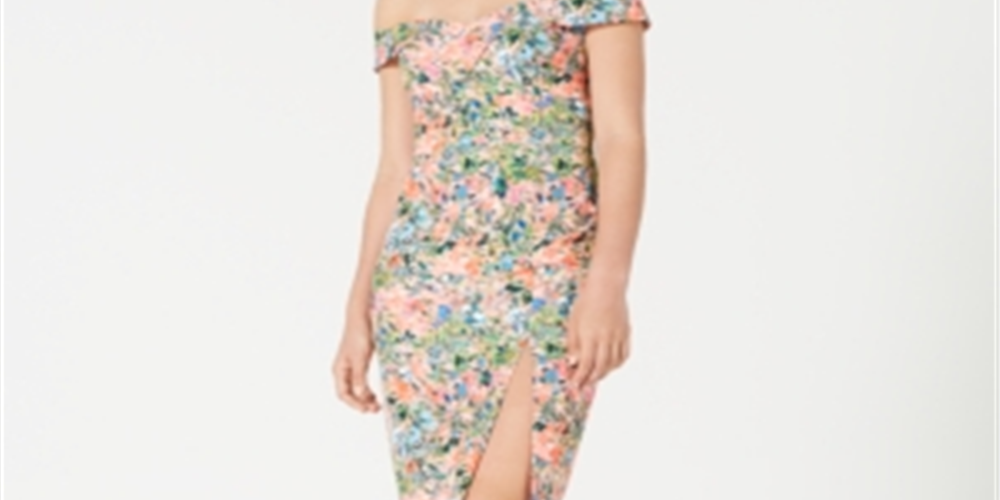Aidan Mattox Women's Off the Shoulder Sheath Dress Orange Size 8