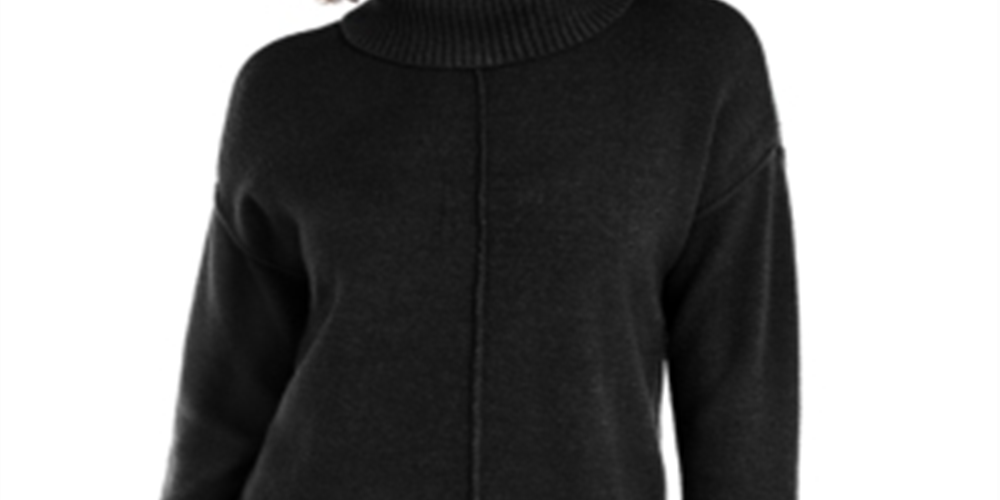 Alfani Women's Dropped Shoulder Turtleneck Black Size XX-Large
