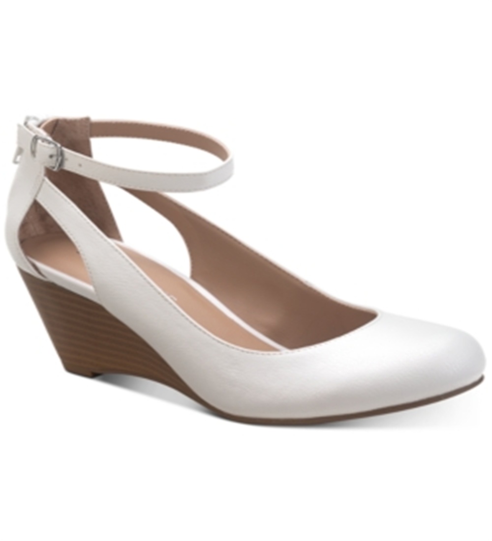Sun + Stone Women's Miley Faux Leather Dressy Wedge Heels White Size 9 M