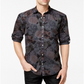 NC Men's Cotton Floral Print Button-Down Shirt Gray Size XS