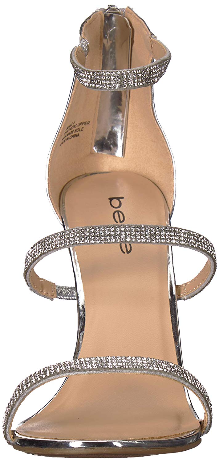 Bebe Women's Janae Open Toe Special Occasion Strappy Sandals Gray Size 7.5 M