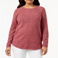 Karen Scott Women's Curved-Hem Pullover Sweater Red Size XS