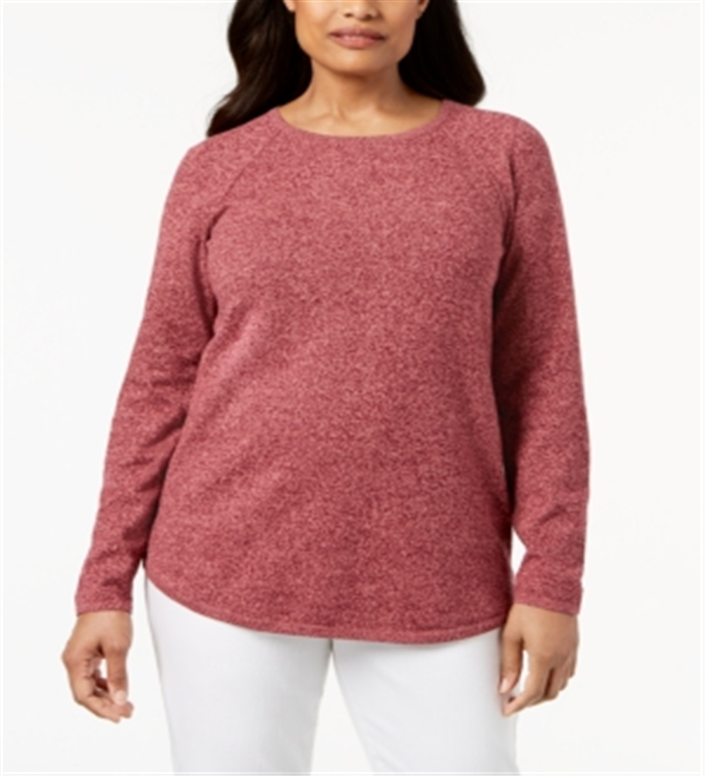 Karen Scott Women's Curved-Hem Pullover Sweater Red Size XS