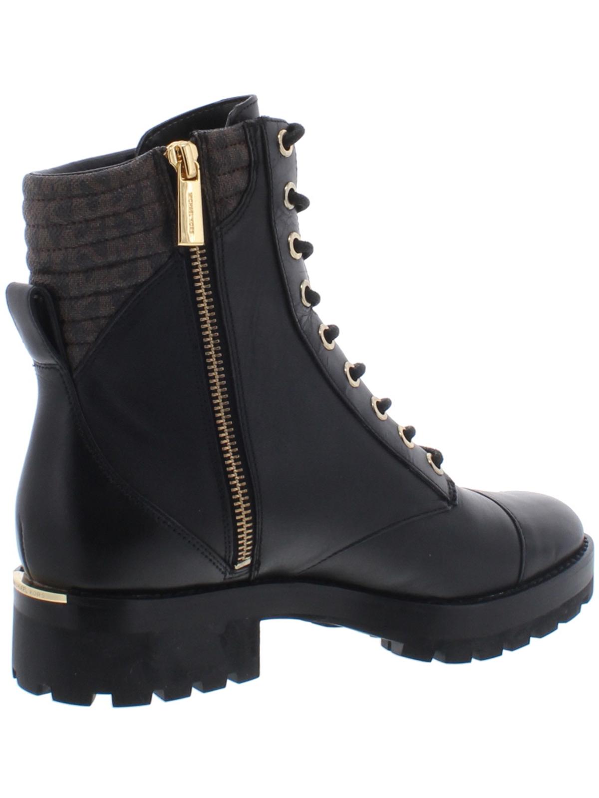 Michael Kors Men's Bastian Leather Closed Toe Ankle Military Boots Black Size 5.5