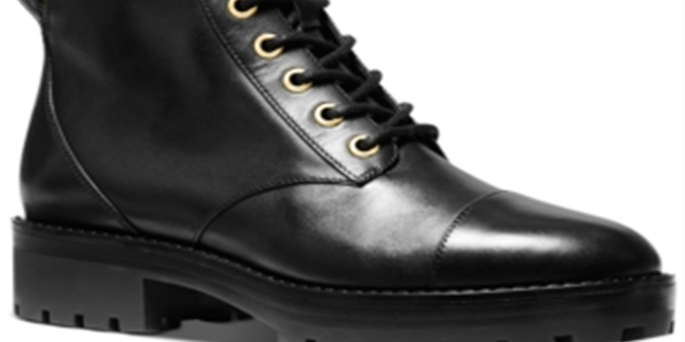 Michael Kors Men's Bastian Leather Closed Toe Ankle Military Boots Black Size 5.5