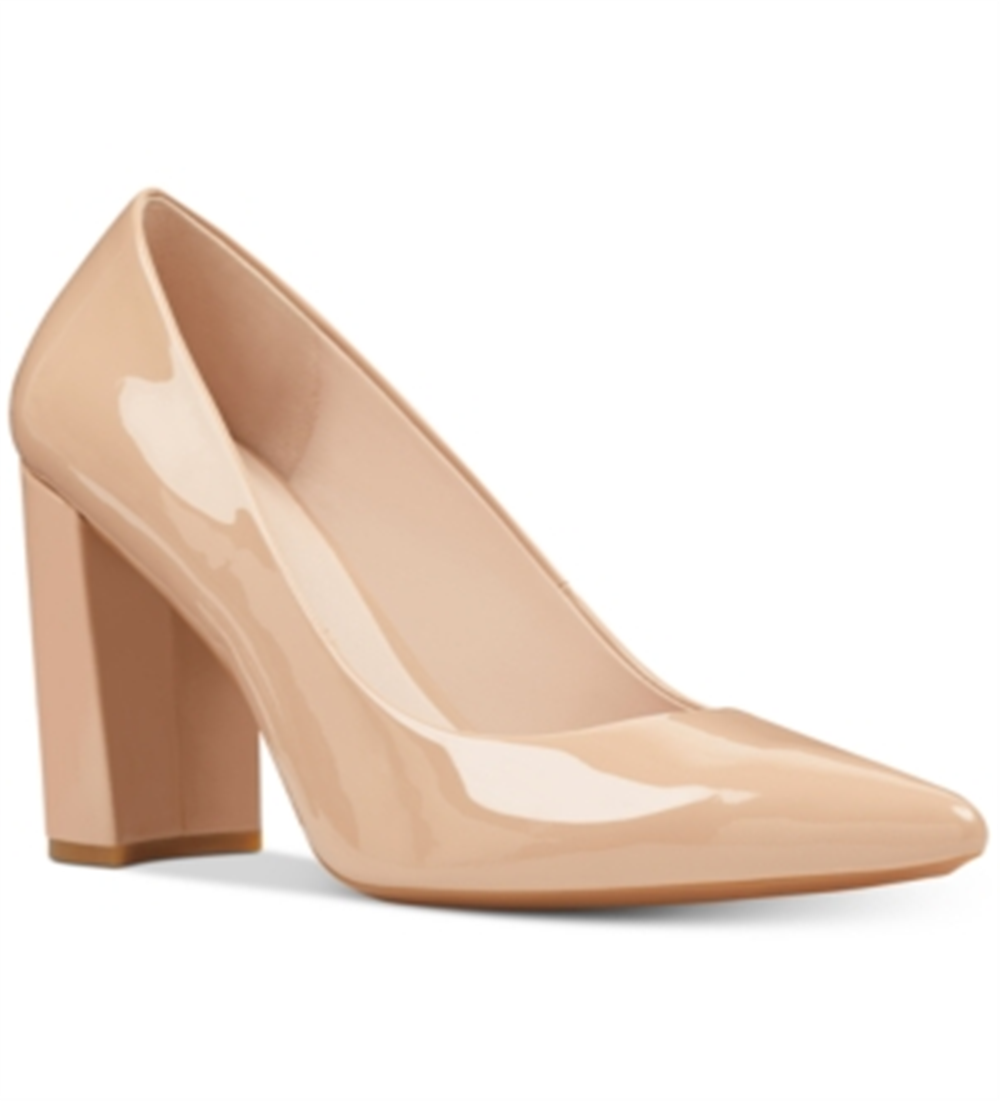 Nine West Women's Astoria Patent Pointed Toe Dress Heels Natural Size 9.5M