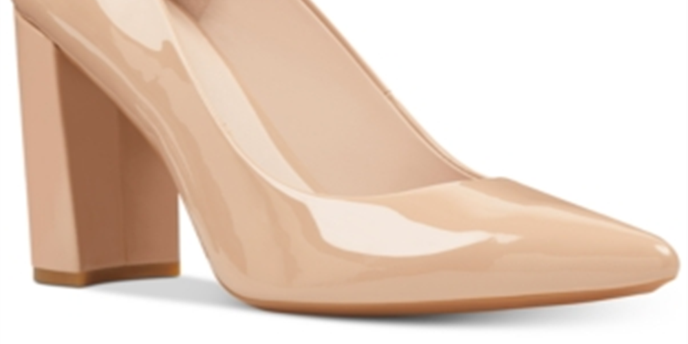 Nine West Women's Astoria Patent Pointed Toe Dress Heels Natural Size 9.5M