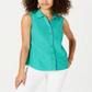 Charter Club Women's Pique Sleeveless Shirt  Turquoise Stone Size 6