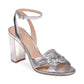 Jewel Badgley Mischka Women's  Krystal Knotted Block Heel Sandal Silver Size 6 M