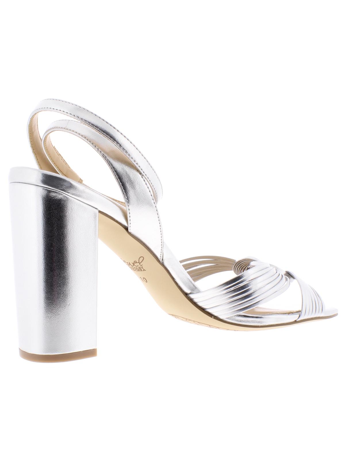 Jewel Badgley Mischka Women's  Krystal Knotted Block Heel Sandal Silver Size 6 M