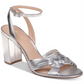 Jewel Badgley Mischka Women's  Krystal Knotted Block Heel Sandal Silver Size 6 M