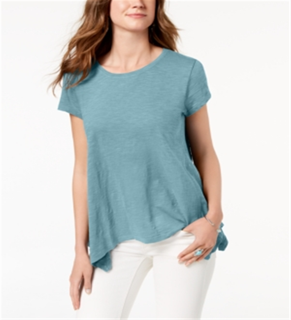 Style & Co Women's  Handkerchief-Hem T-Shirt  Blue Size Medium