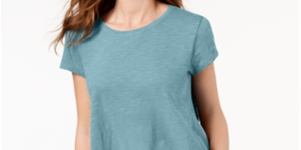 Style & Co Women's  Handkerchief-Hem T-Shirt  Blue Size Medium