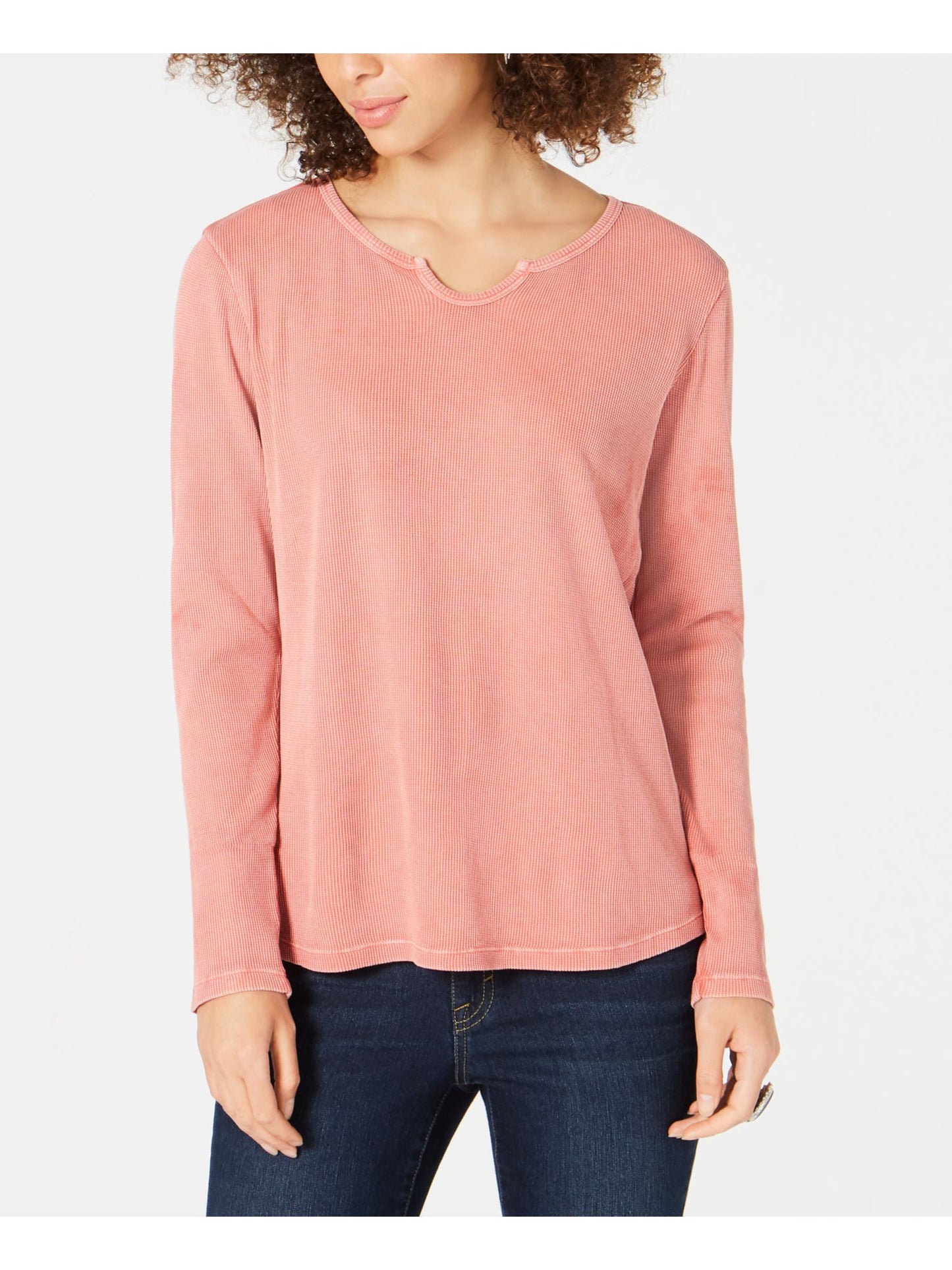 Style & CO Women's  Long Sleeve Crew Neck TopOrange Size Petite XL
