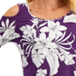 JM Collection Women's  Floral-Print Cold-Shoulder Top  Purple Size Medium