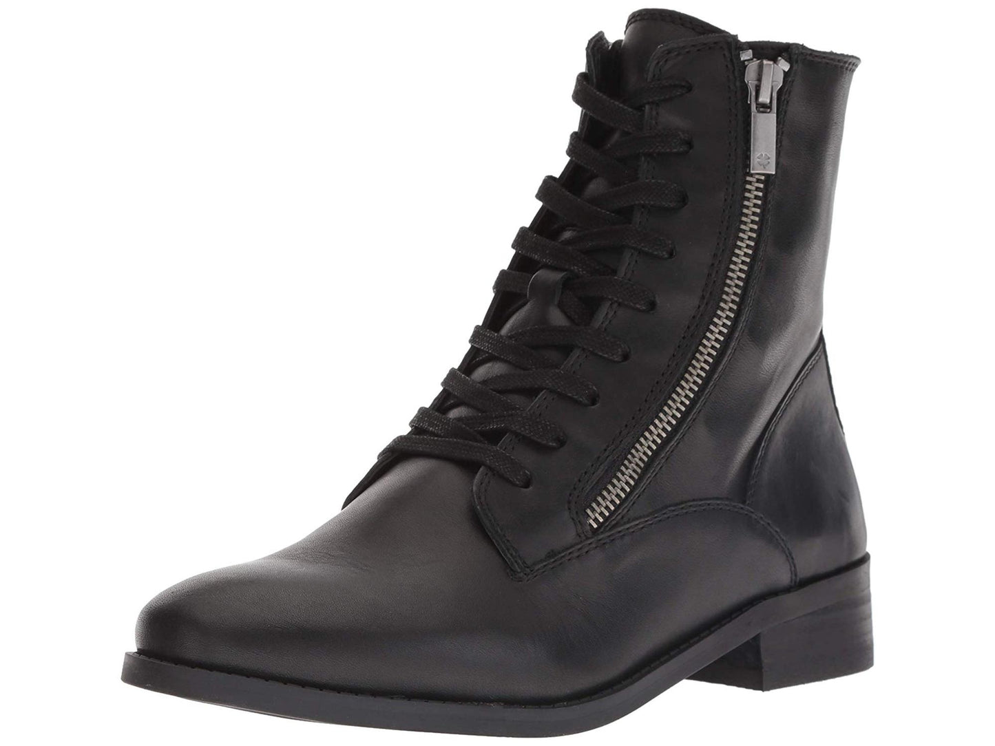 Lucky Brand Women's Hildran Leather Almond Toe Ankle Fashion Boots Black Size 5.5M