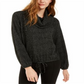 BCX Junior's Textured Cowlneck Drawstring Sweater Black Size XS