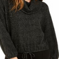 BCX Junior's Textured Cowlneck Drawstring Sweater Black Size XS