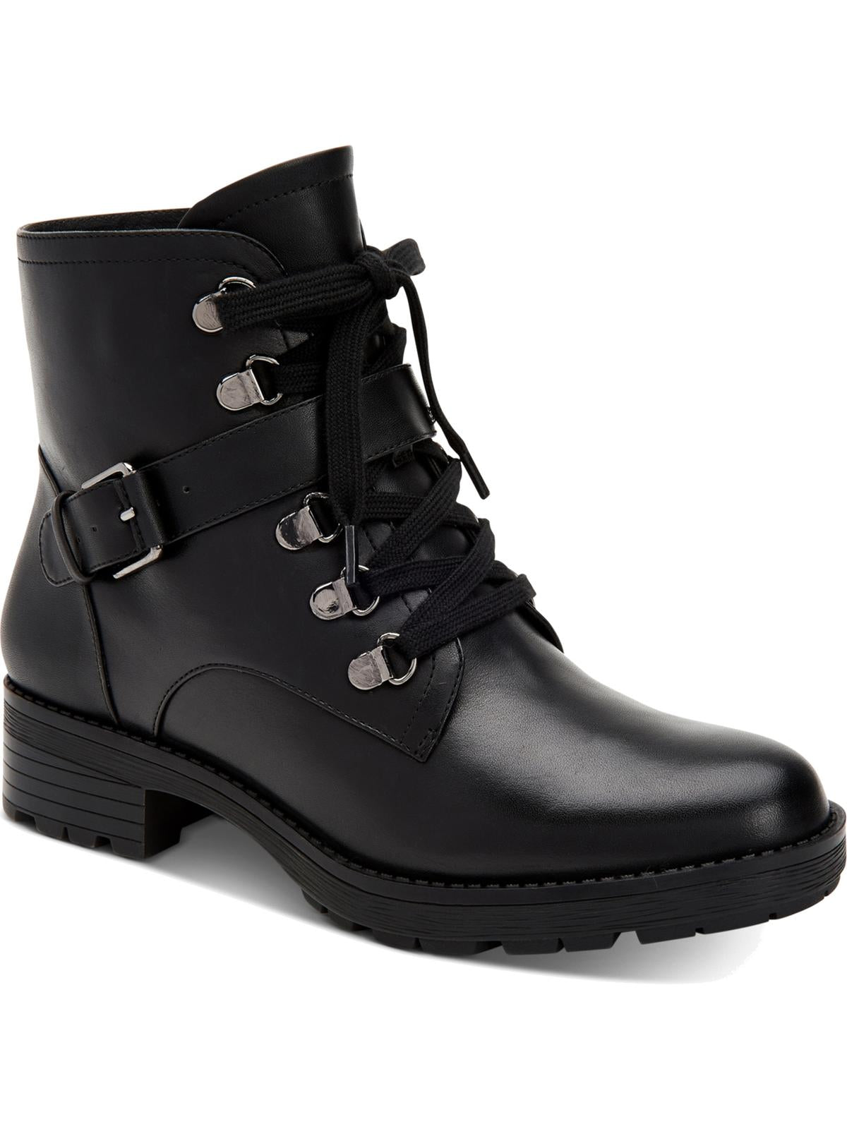 Giani Bernini Women's Naomii Lug Leather Lug Sole Ankle Boots Black Size 6 M