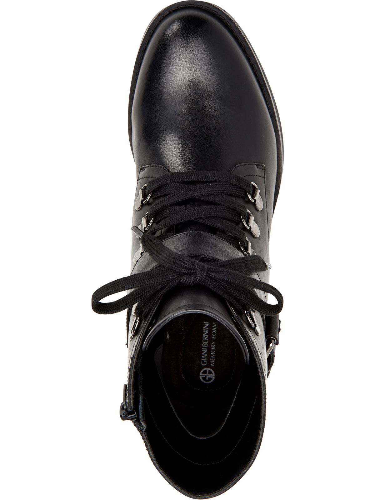 Giani Bernini Women's Naomii Lug Leather Lug Sole Ankle Boots Black Size 6 M