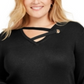 JM Collection Women's  Plus Size Grommet-Detail Sweat Deep Black Size 0X