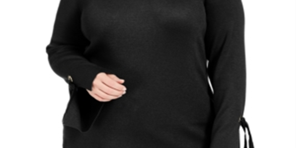 JM Collection Women's  Plus Size Grommet-Detail Sweat Deep Black Size 0X